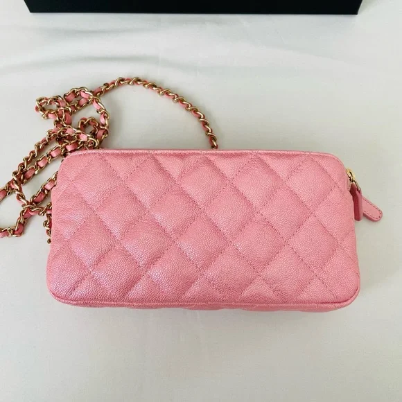 Chanel Pink Iridescent Clutch with Chain - Picture 4 of 14